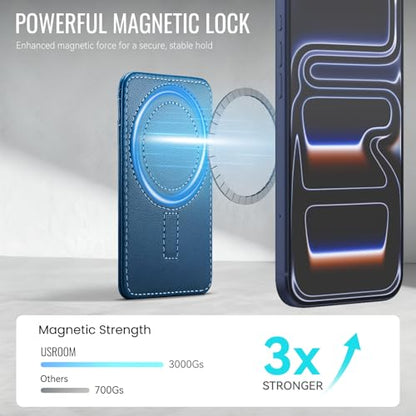 for Magsafe Wallet Magnetic Card Holder RFID Blocking, Blue - color: Blue