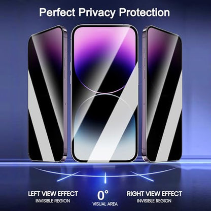 2 Pack Privacy Screen Protector [Auto-Alignment, Auto-Dust Removal] Easy Installation Full Coverage Shatterproof Anti-Spy Tempered Glass Film (for iPhone 14 Pro-6.1 Inches) - size: for iPhone 14 Pro-6.1 Inches