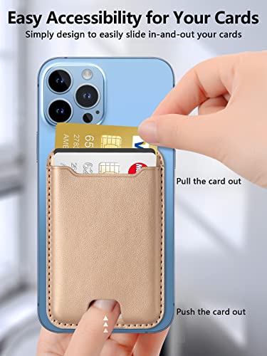 TopMade for MagSafe Wallet, Strongest Magnetic Phone Wallet, 4 Cards Holder - color: Gold