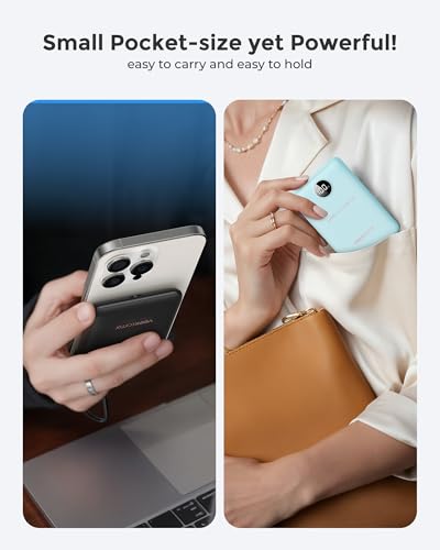Small Portable Charger 10000mAh 20W Fast Charging Mini Power Bank, Blue - color: Blue