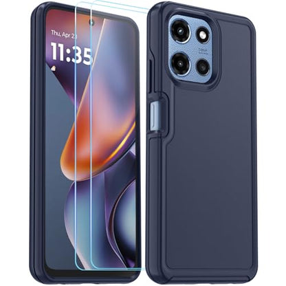 for Motorola Moto G 5G 2025/2026 Case with HD Screen Protector, Moto G Play 2026 Heavy Duty Shockproof Military Grade Full Body Protection Phone Cover (Dk Blue) - color: Dk Blue