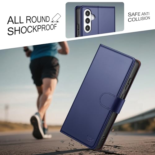 Compatible with Samsung Galaxy S26 Case Wallet with Card Holder [4 Card Slot] Women Men,RFID Blocking PU Leather Case Flip Shockproof Protector Cover Credit Card Slot Kickstand,Dark Blue - color: Dark Blue, size: Samsung Galaxy S26 - 6.3"