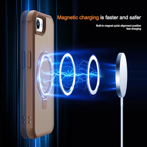 SKYLMW Compatible with iPhone 16e/17e Case with Stand,Desert Brown | iPhone 16e Case iPhone 17e Case 6.1",Magnetic Ring Stand,Compatible with MagSafe,Military-Grade Protection,Great Grip Feeling - color: Desert Brown, size: Iphone 16e & Iphone 17e