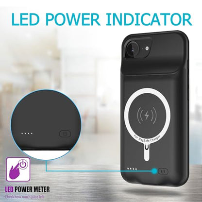 Battery Case for iPhone 16e, Upgraded 10000mAh High Capacity Rechargeable Portable Protective Extended Charger Case, Wireless Charging Compatible with iPhone 16e (6.1 inch) Charging Case & Carplay - size: iPhone 16e (6.1 inch)