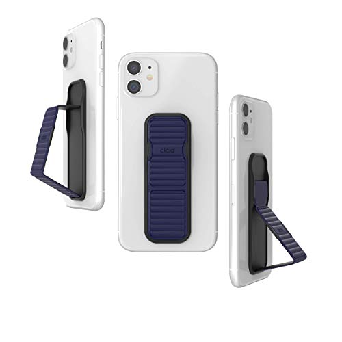 CLCKR Cell Phone Grip and Expanding Stand, Universal Phone Grip Holder for iPhone 15 Pro, Pro Max, Plus, 14 & 13 Models, Samsung Phones, Tablets and More, Navy Pebbled Lines