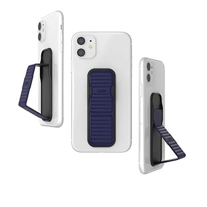 CLCKR Cell Phone Grip and Expanding Stand, Universal Phone Grip Holder for iPhone 15 Pro, Pro Max, Plus, 14 & 13 Models, Samsung Phones, Tablets and More, Navy Pebbled Lines