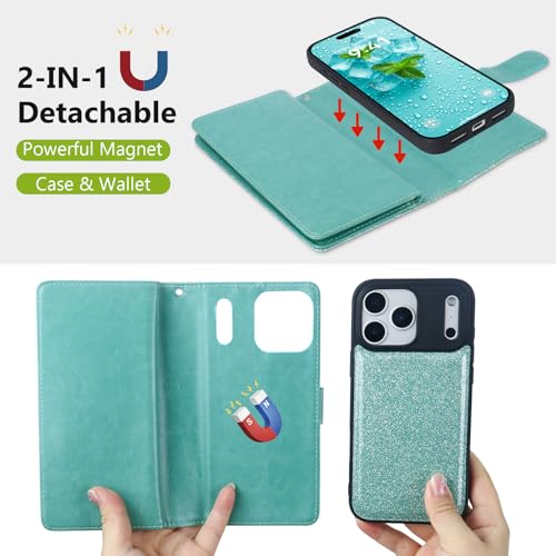 Varikke for iPhone 17 Pro - Case Wallet Magnetic Detachable, Mint Green - color: (Standard) Mint, size: iPhone 17 Pro 6.3"