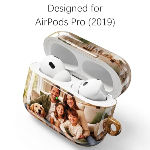 Customized Picture Case for AirPods Pro 1st Gen (2019) with Keychain Cleaning Kit, Personalized Photo Name Text Glossy Hard PC Cover, Wireless Charging, Customizable Gift for Family Friends Couple - size: AirPods Pro