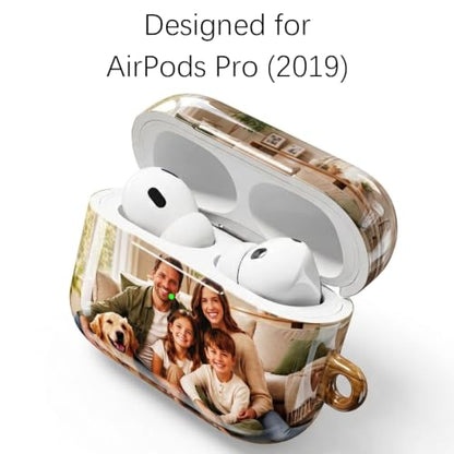 Customized Picture Case for AirPods Pro 1st Gen (2019) with Keychain Cleaning Kit, Personalized Photo Name Text Glossy Hard PC Cover, Wireless Charging, Customizable Gift for Family Friends Couple - size: AirPods Pro