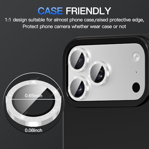 Suoman for iPhone 17 Pro/Pro Max Camera Lens Protector-Silver - color: Glitter-Sliver