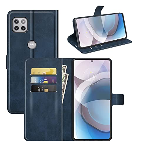 Flip Case for Motorola One 5G UW Ace Wallet Leather Magnetic Protective Cellphone Case for Moto One 5G Ace 2021 / Moto G 5G Folio Book Cover & Stand (Blue) - color: Blue