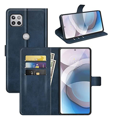 Flip Case for Motorola One 5G UW Ace Wallet Leather Magnetic Protective Cellphone Case for Moto One 5G Ace 2021 / Moto G 5G Folio Book Cover & Stand (Blue) - color: Blue