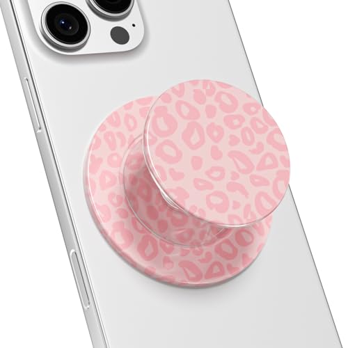 Svanove Magnetic Phone Grip Compatible with Magsafe Phone Grip Holder, Collapsible Cheetah Print Mag Safe Cellphone Grips Kickstand, Cute Leopard Stand for iPhone Samsung Android, Pink - color: Pink