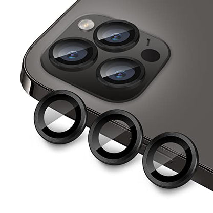 Compatible with iPhone 14 Pro / 14 Pro Max Camera Lens Protector, Anti-Scratch Lens Cover 9H Tempered Glass Metal Camera Screen Protector Shockproof Camera Ring - 3 Pcs Black - color: Black