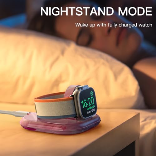 for Apple Watch Charger Stand, Magnetic Fast Charging Dock Portable Design - color: Marble Pink