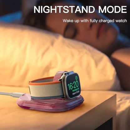for Apple Watch Charger Stand, Magnetic Fast Charging Dock Portable Design - color: Marble Pink