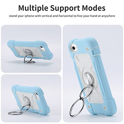 MARKILL Compatible with iPhone Case with Ring Stand, Heavy-Duty Military Grade Shockproof Phone Cover (Ice Blue, iPhone SE 3rd/2nd/iPhone 8/7/6S/6) - color: Ice Blue, size: iPhone SE 3rd/2nd/iPhone 8/7/6S/6