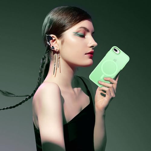 DUEDUE for iPhone 8 Plus Case, iPhone 7 Plus Case Magnetic[Compatible with Magsafe], Translucent Matte Back Protective Cover Shockproof Phone Case for iPhone 7 Plus/8 Plus, Light Green - color: Light Green