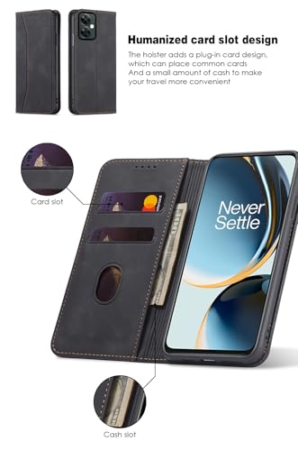Asuwish Flip Wallet Phone Case for OnePlus Nord N30 5G/CE 3 Lite with Tempered Glass Screen Protector Magnetic Closure Folio Cover Credit Card Holder Slot Stand Oppo K11x/One Plus 1 1+ N 30/CE3 Black - color: Black