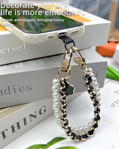 Beaded Pearls Phone Wrist Strap, Detachable CellPhone Wristlet with Tether Tab, Hands-Free Universal Cellphone Charm Bracelet Strap for Cell Phone Keys AirPods - style: Style B