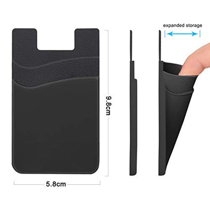 SS Phone Wallet Stick On, Adhesive Phone Card Holder Credit Card Stick on Wallet 2 Pocket Sleeve Suitable for iPhone, Samsung, Most Smartphones 6 Pack - color: Black+White+Gray+Pink+Dark Blue+Light Blue