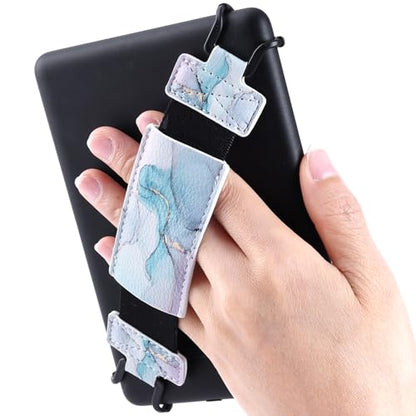 Secure Hand Strap for Kindle and Tablet - High Elasticity Finger Grip Holder Accessories for 6-8 Inches E-Book Tablet. - color: Green Marble