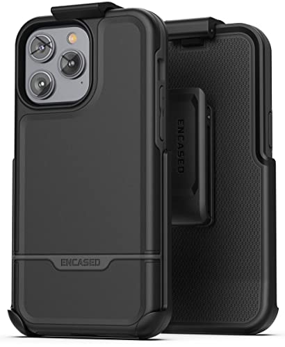 Encased Rebel Holster Designed for iPhone 14 PRO Case with Belt Clip - Ultra Protective Heavy Duty Phone Case (Black) - color: Black, size: iPhone 14 Pro