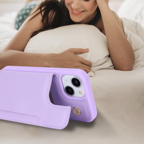 iCoverCase Compatible with iPhone 13 Mini Case with Card Holder, Wallet Phone Case for Women Men RFID Blocking PU Leather Protective Case 5.4 Inch (Light Purple) - color: Light Purple