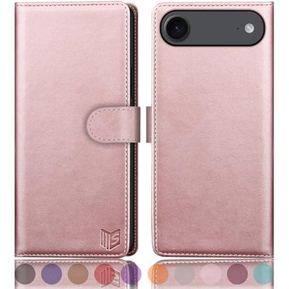 SUANPOT Compatible with iPhone Air 6.5" Wallet case with RFID Blocking Credit Card Holder,Flip Book PU Leather Protective Cover Women Men for Apple iPhone 17 Air Phone case Rose Gold - color: Rose Gold, size: iPhone Air 6.5"