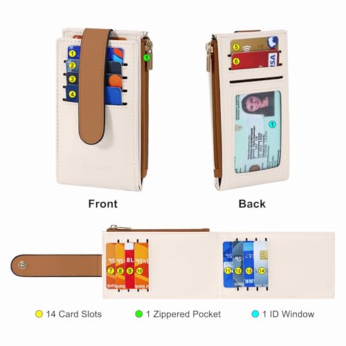 Chelmon Women's RFID Slim Card Holder Wallet | Thin Bifold Multi Card Case with Zipper Coin Pocket Purse for Women(Beige Brown) - color: Beige Brown