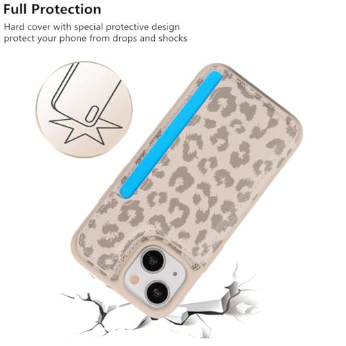 iCoverCase Compatible with iPhone 13 Mini Case with Card Holder, Wallet Phone Case for Women Men RFID Blocking PU Leather Protective Case 5.4 Inch (Beige Leopard) - color: Beige Leopard
