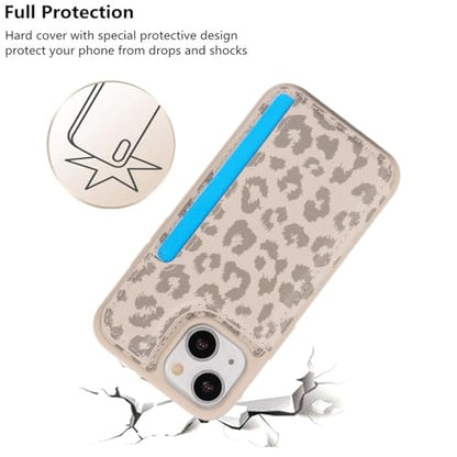 iCoverCase Compatible with iPhone 13 Mini Case with Card Holder, Wallet Phone Case for Women Men RFID Blocking PU Leather Protective Case 5.4 Inch (Beige Leopard) - color: Beige Leopard