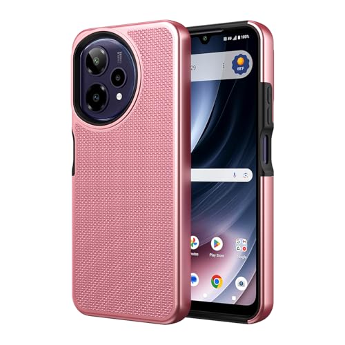for Cricket Icon Plus 2026 (Plus Version Only) /AT&T Verge 2 Case with Tempered Glass Screen Protector,Dual Layer Heavy Duty Shockproof Protection (Rose Gold) - color: Rose Gold