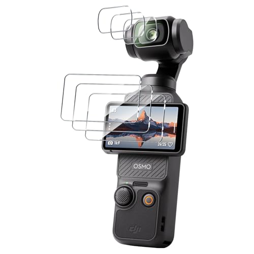 3+3 Pack for DJI Osmo Pocket 3/Pocket 4 Screen Protector + Camera Lens Protector, HD Clear Tempered Glass, Anti-fingerprint, Anti Scratch, Case Friendly for DJI Osmo Pocket 3 Tempered Glass - size: GH3+3-DJI Osmo Pocket 3-US
