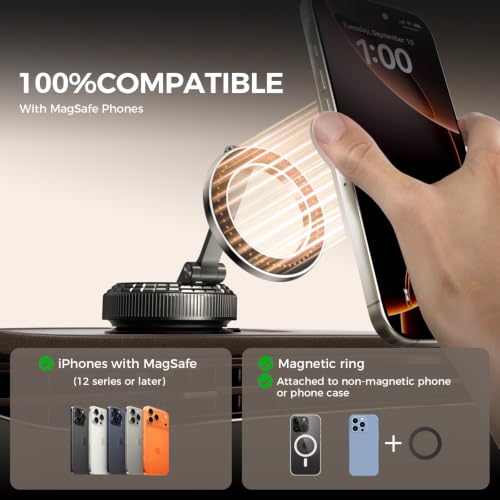 Metal Magnetic Car Phone Holder for Magsafe Phone, Dark Gray - color: Dark Gray