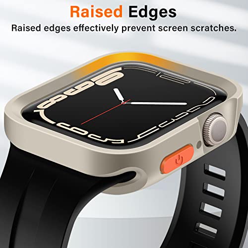 Amizee Rugged Case Compatible with Apple Watch Case Series 9/8/7 41mm SE 3/2/1 Series 6/5/4 40mm, Soft TPU Shockproof Bumper Drop Proof Protective Cover Compatible with iWatch - Starlight - color: Starlight, size: 40mm/41mm