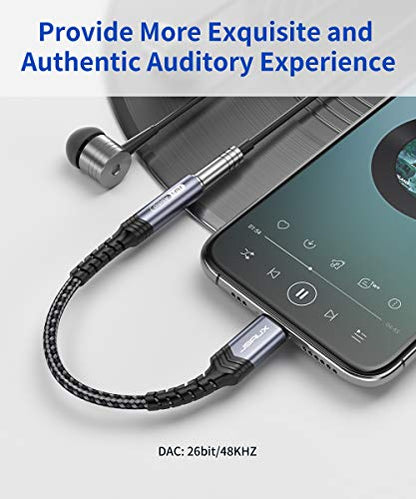 JSAUX Headphone Adapter for iPhone Lightning to 3.5mm Adapter-Grey - color: Grey, size: 1 Pack