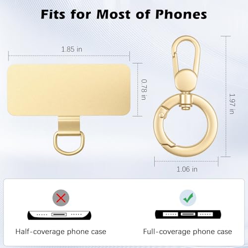 MoKo Heavy Duty Phone Tether Tab ×2, 360° Rotatable Spring O Ring ×2 - color: Gold