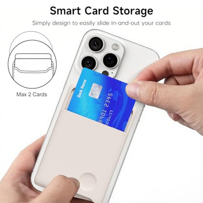 oakxco Phone Wallet Stick On, Secure Phone Card Holder Silicone, Adhesive Pocket Sleeve ID Credit Card, Slim Thin Card Case for Men Women Cute, Compatible with Apple iPhone Samsung Pixel, Beige - color: Beige