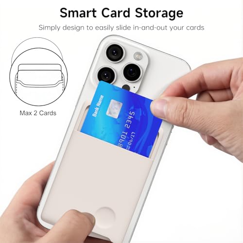oakxco Phone Wallet Stick On, Secure Phone Card Holder Silicone, Adhesive Pocket Sleeve ID Credit Card, Slim Thin Card Case for Men Women Cute, Compatible with Apple iPhone Samsung Pixel, Beige - color: Beige