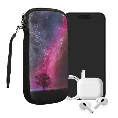 kwmobile Neoprene Sleeve for Smartphone Size XXL - 7" - Shock Absorbing Pouch Case - Protective Phone Bag - Cosmic Nature Dark Pink/Dark Blue/Black - style: Cosmic Nature 08-17-01