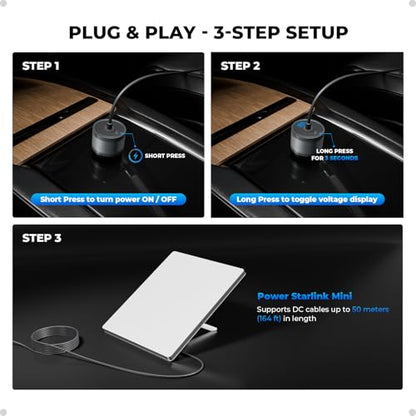 60W Step-Up Car Charger Adapter for Starlink Mini