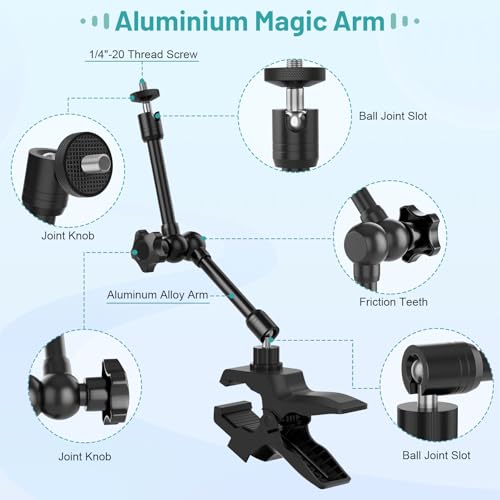 Phone Holder Jaw Flex Clamp Clip Mount,360°Adjustable Aluminium Alloy Arm Mount,Cellphone Clip Stand for Desk/Table/Post/Board,Compatible with 3.5~7.5" iPhone/HTC/LG/Huawei/Galaxy/Gopro Hero