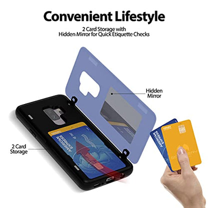 GOOSPERY Magnetic Door Bumper Compatible with Galaxy S9 Plus, Card Holder Wallet Case Easy Magnet Auto Closing Protective Dual Layer Sturdy Phone Back Cover - Purple - color: Purple, size: Galaxy S9 Plus