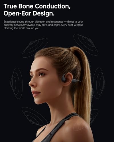 New Bone Conduction Headphones Bluetooth 6.0, Open Ear Headphones with Mic, 3 EQ Modes, Anti-Leak Audio, Dual Pairing, 10H Playtime, 25g Lightweight, IP65 Waterproof for Running, Cycling & Hiking