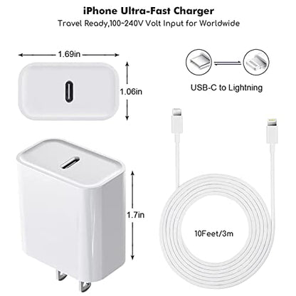 Extra Long 10FT Apple Fast Charger,Fast iPhone Charger Travel Plug Adapter - size: 10Feet