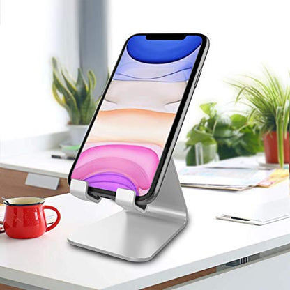 CreaDream Phone Stand Holder, Aluminum Phone Stand for Desk - color: Silver