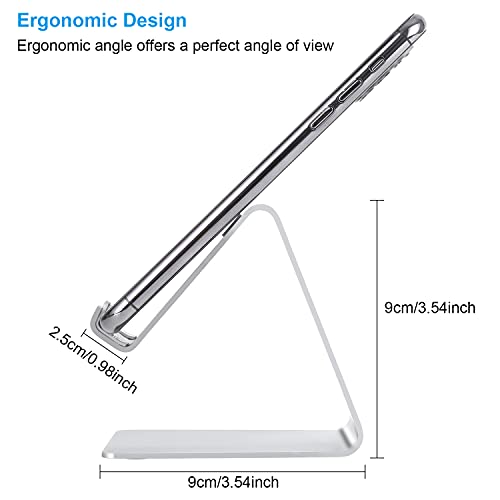 Cell Phone Stand - Aluminum Desktop Phone Holder, Anti-Slip, Universal Fit - color: Silver