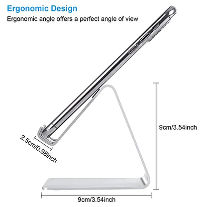 Cell Phone Stand - Aluminum Desktop Phone Holder, Anti-Slip, Universal Fit - color: Silver