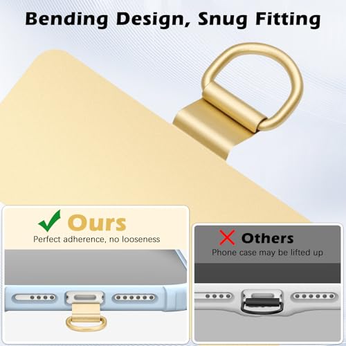MoKo Heavy Duty Phone Tether Tab ×2, 360° Rotatable Spring O Ring ×2 - color: Gold